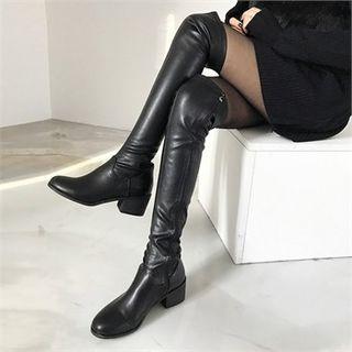 Round-toe Knee-high Boots In 2 Designs
