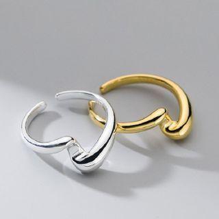 Set Of 2: Wavy Sterling Silver Open Ring Set Of 2 - Gold & Silver - One Size