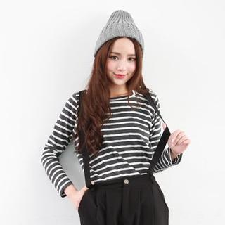 Long-sleeve Striped Panel Top