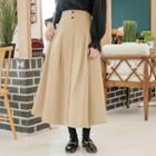 Plus Size Buttoned Pintuck Long Skirt
