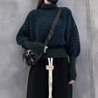 High Neck Wave Pattern Sweater