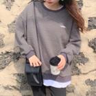 Mock Two-piece Striped Sweatshirt As Shown In Figure - One Size