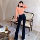 Set : Lace Vest + Long-sleeved Top + High Waist Pants