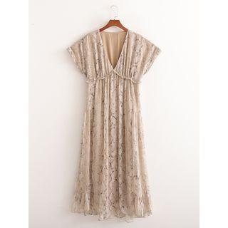 Short-sleeve Python Print Mini A-line Dress