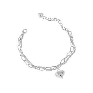 Heart Pendant Sterling Silver Bracelet 925 Silver - Silver - One Size