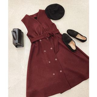 Double-breasted Jumper Dress With Belt