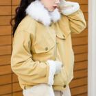 Furry Collar Buttoned Jacket