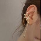 Star Rhinestone Faux Pearl Alloy Cuff Earring 1pc - Gold - One Size