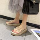 Embellished Wedge-heel Slide Sandals