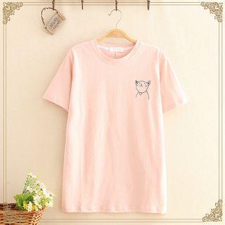 Cat Print Lettering Short-sleeve T-shirt