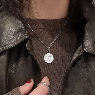925 Sterling Silver Lettering Necklace Xl0462 - Marcasite Sterling - One Size