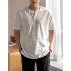 Open-placket Seam-trim Henley