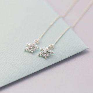 Rhinestone Snowflake Sterling Silver Earrings