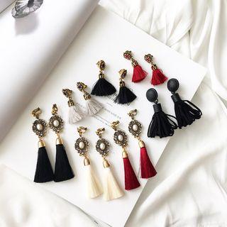 Faux-pearl Star Tassel Long Earrings
