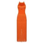 Halter-neck Fringed Midi Bodycon Dress