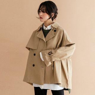 Plus Size Flap-front Double-breasted Jacket