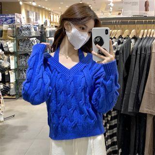 Halter-neck Cable Knit Sweater