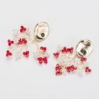 Rhinestone Faux Pearl Floral Drop Earring