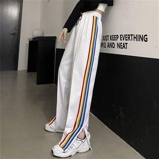 Rainbow Striped Zip-accent Sweatpants