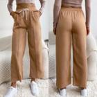 Plain High Waist Loose-fit Pants