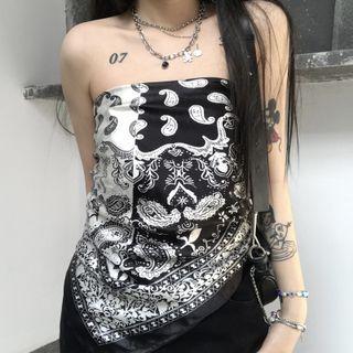 Paisley Print Scarf Black & White - One Size