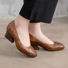 Genuine Leather Applique Pumps