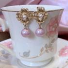 Bead Drop Flower Earrings 1 Pair - Pink - One Size