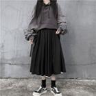 Pleated Midi Skirt Reversible - Black & White - One Size