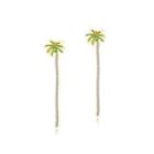 Simple And Fashion Plated Gold Coconut Fringe Earrings With Green Cubic Zirconia Golden - One Size