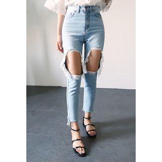 High-rise Cutout Jeans