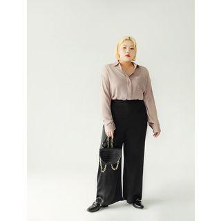 Pocket-front Hidden-button Blouse