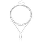 Pendant Layered Alloy Choker Necklace Silver - One Size