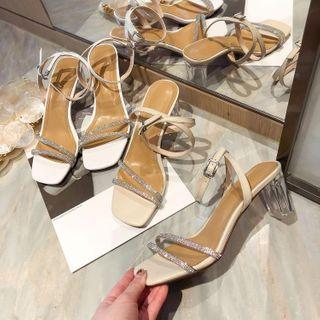 Transparent Chunky-heel Ankle Strap Sandals
