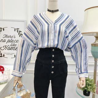 Loose-fit Striped V-neck Shirt