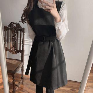 Plain Blouse / Mini A-line Pinafore Dress