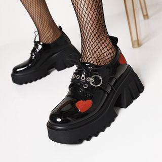 Platform Heart Lace-up Shoes