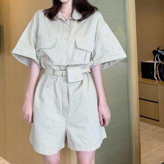 Buttoned Wide-leg Playsuit