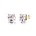925 Sterling Silver Plated Champagne Gold Simple Geometric Square White Cubic Zircon Stud Earrings Champagne - One Size
