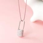 Rhinestone Lock Pendant Necklace S925 Silver - As Shown In Figure - One Size
