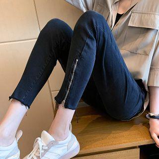 High-waist Zip-hem Skinny Jeans