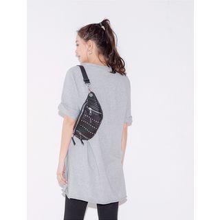 Plus Size Slit-hem Boxy Long T-shirt