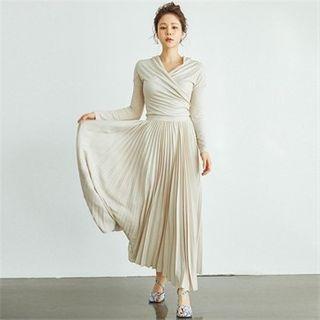 Pleated-hem Wrap Dress