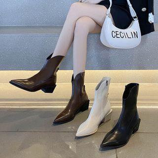 Pointy-toe Chunk-heel Short Boots