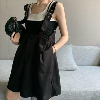 Mock Two-piece Cropped Camisole Top + Jumper Shorts