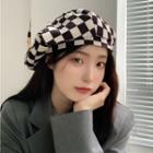Checkered Beret Hat Check - Black & White - One Size
