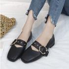 Square Toe Buckled Mary Jane Flats