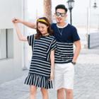 Couple Matching Striped Short Sleeve T-shirt / Striped Short Sleeve Dress / Shorts