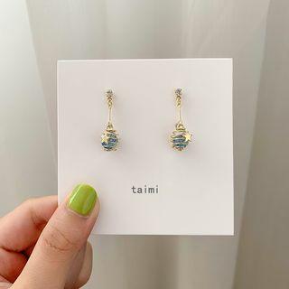 Rhinestone & Bead Planet Dangle Earring Blue - 1 Pair - One Size