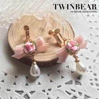 Velvet Bow Faux-pearl Drop Earring