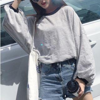 Dolman Sleeve Striped T-shirt